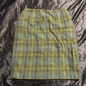 Vintage Ellen Tracy Green Plaid Tweed Kawaii Academia Wool Pencil Skirt 6p